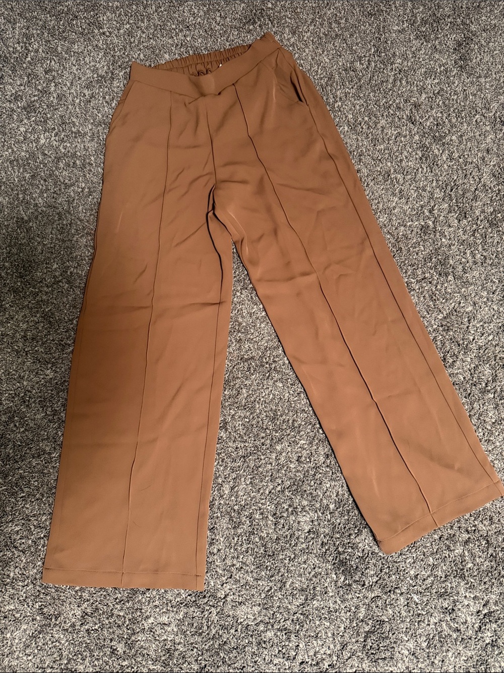 Melloday Elastic-Waist Pull-On Pants in Warm Brown